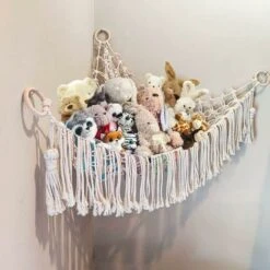 Peluche Jouet Hamac Macramé Avec Lumière, Coin Jouet Coin Hamac Organisateur Support D'affichage Filet Pour Accrocher Des Animaux