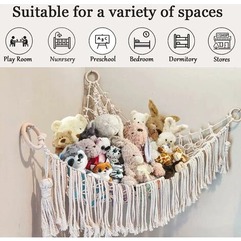 Peluche Jouet Hamac Macramé Avec Lumière, Coin Jouet Coin Hamac Organisateur Support D'affichage Filet Pour Accrocher Des Animaux 6 Peluche Jouet Hamac Macramé Avec Lumière, Coin Jouet Coin Hamac Organisateur Support D'affichage Filet Pour Accrocher Des Animaux – Image 4