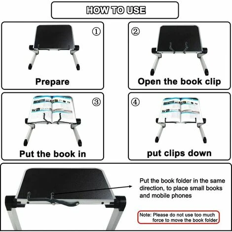 Support De Livre Réglable, Hauteur Et Angle Réglables, Support De Livre Ergonomique Avec Trombones Pour Grands Livres Scolaires,Tablette, Livres De Musique, Recettes De Cuisine 5 Support De Livre Réglable, Hauteur Et Angle Réglables, Support De Livre Ergonomique Avec Trombones Pour Grands Livres Scolaires,Tablette, Livres De Musique, Recettes De Cuisine – Image 3