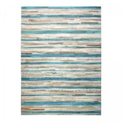 80x150 - Tapis Kilim 80x150 ZAIRA Bleu Fait Main En Peau De Bête Certification Care And Fair Idéal Pour Chambre