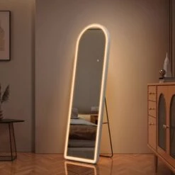 EMKE Miroir Sur Pied Arc 147 X 45 Cm Avec Cadre En Alliage D'aluminium, Avec 3 Couleurs De Lumière, Lumineuse Réglables, Blanc 9 EMKE Miroir Sur Pied Arc 147 X 45 Cm Avec Cadre En Alliage D'aluminium, Avec 3 Couleurs De Lumière, Lumineuse Réglables, Blanc -ATMOSPHERA || VIDAXL || Safavieh Soldes 77674212 3