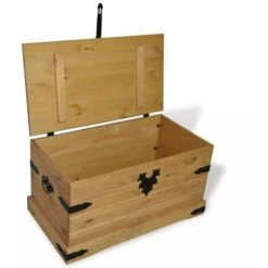 Coffre De Rangement Pin Massif Ciré Naturel Mexica -ATMOSPHERA || VIDAXL || Safavieh Soldes 77747228 4