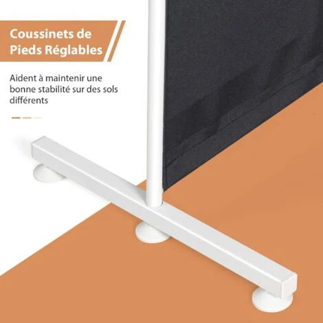 COSTWAY Paravent Intérieur à 6 Panneaux Pliable Détachables 300x 180 Cm/Cloison De Séparation Cadre En Fer Fibre De Polyester-Facile à Déplacer Et à Assembler-Noir 6 COSTWAY Paravent Intérieur à 6 Panneaux Pliable Détachables 300x 180 Cm/Cloison De Séparation Cadre En Fer Fibre De Polyester-Facile à Déplacer Et à Assembler-Noir – Image 4