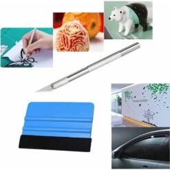 10Pcs Professionnel Felt Bord Raclette Kit, Grattoir De Bord De Feutre De Voiture 4 Pouces, Outils De Teinture De Film De Fenêtre De Voiture, Avec Raclette En Feutre Et Couteau Précision -ATMOSPHERA || VIDAXL || Safavieh Soldes 78176771 5