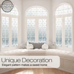 Film Pour Vitre Electrostatique, Film Fenetre Anti Regard Occultant Fenêtre Non Adhésif Reutilisable Dépoli Opaque Motif Fleur, Bureau Maison Salle De Bain Chambre Cuisine50x200CM