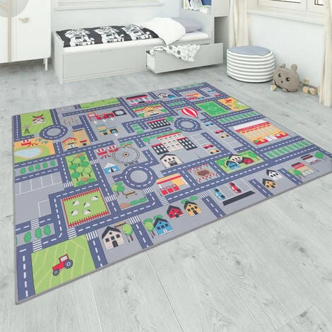 Paco Home Tapis De Jeu Chambre Enfant Gris Routes Filles Garçons 80x150 Cm, Gris 2 3 Paco Home Tapis De Jeu Chambre Enfant Gris Routes Filles Garçons 80x150 Cm, Gris 2