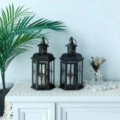 Lot De 2 Lanternes Décoratives 25 Cm De Haut Suspension Style Vintage, Noir -ATMOSPHERA || VIDAXL || Safavieh Soldes 78902608 3