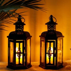Lot De 2 Lanternes Décoratives 25 Cm De Haut Suspension Style Vintage, Noir -ATMOSPHERA || VIDAXL || Safavieh Soldes 78902608 5