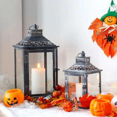 Lot De 2 Lanternes Décoratives Lanternes à Bougie Vintage En Métal 4 Lot De 2 Lanternes Décoratives Lanternes à Bougie Vintage En Métal – Image 2