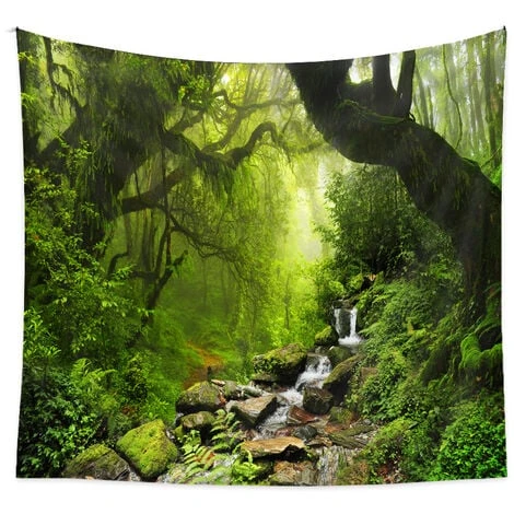 Tapisserie Murale Décorative Chambre - Forêt Tropicale Nature Eco Plantes Chûte D'Eau - 200 X 150 Cm Grand – Papier Peint Tissu – Tapestry Aesthetic Wall - Décoration Panoramique 3 Tapisserie Murale Décorative Chambre - Forêt Tropicale Nature Eco Plantes Chûte D'Eau - 200 X 150 Cm Grand – Papier Peint Tissu – Tapestry Aesthetic Wall - Décoration Panoramique