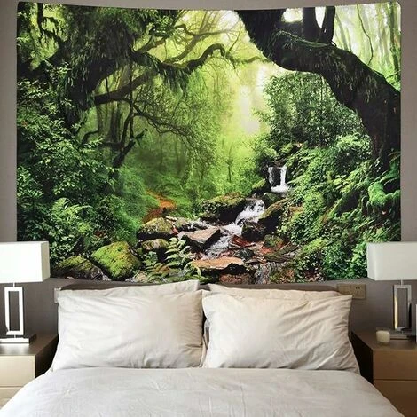 Tapisserie Murale Décorative Chambre - Forêt Tropicale Nature Eco Plantes Chûte D'Eau - 200 X 150 Cm Grand – Papier Peint Tissu – Tapestry Aesthetic Wall - Décoration Panoramique 5 Tapisserie Murale Décorative Chambre - Forêt Tropicale Nature Eco Plantes Chûte D'Eau - 200 X 150 Cm Grand – Papier Peint Tissu – Tapestry Aesthetic Wall - Décoration Panoramique – Image 3