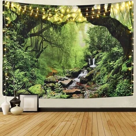 Tapisserie Murale Décorative Chambre - Forêt Tropicale Nature Eco Plantes Chûte D'Eau - 200 X 150 Cm Grand – Papier Peint Tissu – Tapestry Aesthetic Wall - Décoration Panoramique 6 Tapisserie Murale Décorative Chambre - Forêt Tropicale Nature Eco Plantes Chûte D'Eau - 200 X 150 Cm Grand – Papier Peint Tissu – Tapestry Aesthetic Wall - Décoration Panoramique – Image 4