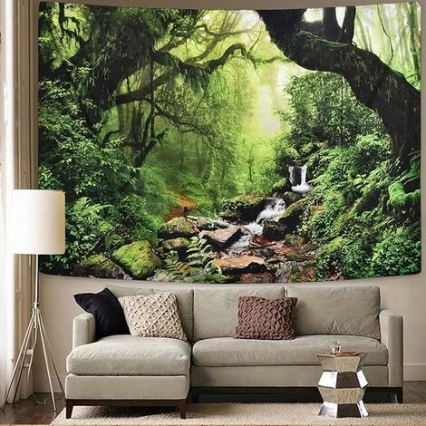 Tapisserie Murale Décorative Chambre - Forêt Tropicale Nature Eco Plantes Chûte D'Eau - 200 X 150 Cm Grand – Papier Peint Tissu – Tapestry Aesthetic Wall - Décoration Panoramique 7 Tapisserie Murale Décorative Chambre - Forêt Tropicale Nature Eco Plantes Chûte D'Eau - 200 X 150 Cm Grand – Papier Peint Tissu – Tapestry Aesthetic Wall - Décoration Panoramique – Image 5