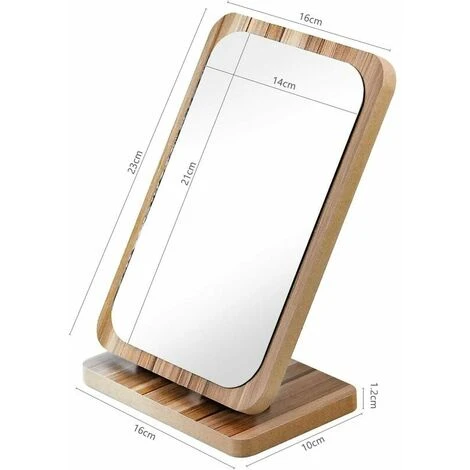 Miroir De Maquillage En Bois Miroir De Table En Bois Miroir De Bureau Portable Miroir Cosmétique Avec Cadre En Bois(Rectangle) 4 Miroir De Maquillage En Bois Miroir De Table En Bois Miroir De Bureau Portable Miroir Cosmétique Avec Cadre En Bois(Rectangle) – Image 2