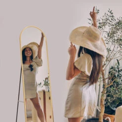 EMKE Miroir Sur Pied 140 X 40 Cm, Miroir Pleine Longueur Avec Cadre En Aluminium Pour Salon, Chambre, Vestiaire, Doré -ATMOSPHERA || VIDAXL || Safavieh Soldes 79260147 3