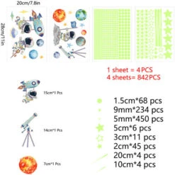 Stickers Muraux Fluorescent Enfants Lune Et Etoiles Phosphorescente Plafond Mural Lumineux Autocollants Stickers Muraux Etoile Pour Bébé -ATMOSPHERA || VIDAXL || Safavieh Soldes 80283368 5