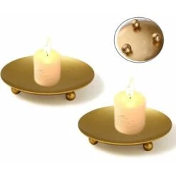Chandelier Doré, 4 Pcs Candle Plate Métal Candélabre Décoratif Support De Bougie Chandelier Pour Décoration Mariage Maison Noël Cadeau D'anniversaire Dîner Aux Chandelles. (7x1cm) -ATMOSPHERA || VIDAXL || Safavieh Soldes 80711534 3