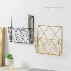 Porte-revues Suspendu Porte-revues En Métal, Porte-journaux Panier à Journaux Porte-revues Mural Avec 2 Crochets Pour Magazines, Livres Et Documents De Bureau (Noir) -ATMOSPHERA || VIDAXL || Safavieh Soldes 80883867 5