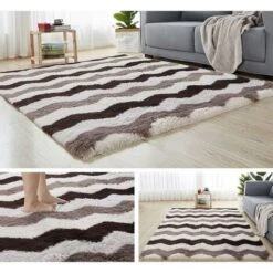 AIDUCHO Tapis Moelleux En Peluche Tapis Décor Couverture Grand Doux Dégradé Tie Dye Tapis De Fourrure Tapis Confortable Pour Enfants Bébé Salon Chambre Chameau Ondulation De L'eau Brune 40x60cm -ATMOSPHERA || VIDAXL || Safavieh Soldes 80890362 5