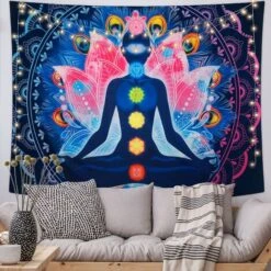 Sept Chakra Tapisserie Coloré Psychédélique Mandala Tapisserie Yoga Méditation Tapisserie Tenture Murale Indienne Hippie Tapisserie Mur Art Décor Pour Chambre Salon (130x150cm) -ATMOSPHERA || VIDAXL || Safavieh Soldes 80937300 3