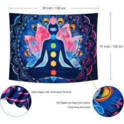 Sept Chakra Tapisserie Coloré Psychédélique Mandala Tapisserie Yoga Méditation Tapisserie Tenture Murale Indienne Hippie Tapisserie Mur Art Décor Pour Chambre Salon (130x150cm) -ATMOSPHERA || VIDAXL || Safavieh Soldes 80937300 4