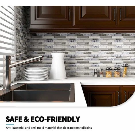 10 Pièces,Carrelage Adhésif Mural,Crédence De Cuisine En Vinyle,Sticker Muraux Marbre,30x30cm,Gris 4 10 Pièces,Carrelage Adhésif Mural,Crédence De Cuisine En Vinyle,Sticker Muraux Marbre,30x30cm,Gris – Image 2