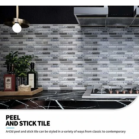 10 Pièces,Carrelage Adhésif Mural,Crédence De Cuisine En Vinyle,Sticker Muraux Marbre,30x30cm,Gris 5 10 Pièces,Carrelage Adhésif Mural,Crédence De Cuisine En Vinyle,Sticker Muraux Marbre,30x30cm,Gris – Image 3