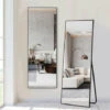 NeuType Grand Miroir Mural En Rectangulaire Porte Miroir Sur Pied 150X50cm Noir Miroir De Pleine Longueur Dressing Miroir Pour Salon Chambre Salle De Bain Couloir Cadre En Alliage D'aluminium