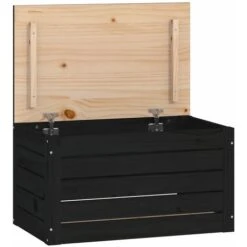 Boîte De Rangement Noir 59,5x36,5x33 Cm Bois Massif De Pin VidaXL