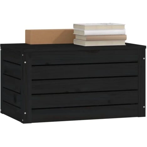 Boîte De Rangement Noir 59,5x36,5x33 Cm Bois Massif De Pin VidaXL 6 Boîte De Rangement Noir 59,5x36,5x33 Cm Bois Massif De Pin VidaXL – Image 4