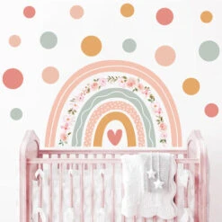 Stickers Muraux Arc-en-ciel Autocollants Muraux Pois Bohèmes Sticker Mural Fleur Rose Pour Chambre De Bébé Fille Pépinière D'enfant Décoration Murale De La Maison -ATMOSPHERA || VIDAXL || Safavieh Soldes 81033576 3