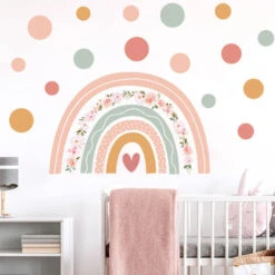 Stickers Muraux Arc-en-ciel Autocollants Muraux Pois Bohèmes Sticker Mural Fleur Rose Pour Chambre De Bébé Fille Pépinière D'enfant Décoration Murale De La Maison -ATMOSPHERA || VIDAXL || Safavieh Soldes 81033576 4