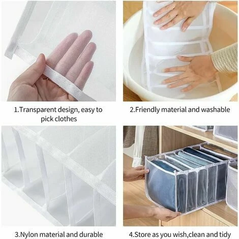 Boîte De Rangement Pour Jeans,4 Pièces Organisateur De Garde-robe,Rangements Boîtes De Jeans,Boîte Séparation Maille Tiroir à Vêtements, Pour Pantalons, Jeans, Pulls,T-Shirt,Pantalon,Chemises 6 Boîte De Rangement Pour Jeans,4 Pièces Organisateur De Garde-robe,Rangements Boîtes De Jeans,Boîte Séparation Maille Tiroir à Vêtements, Pour Pantalons, Jeans, Pulls,T-Shirt,Pantalon,Chemises – Image 4