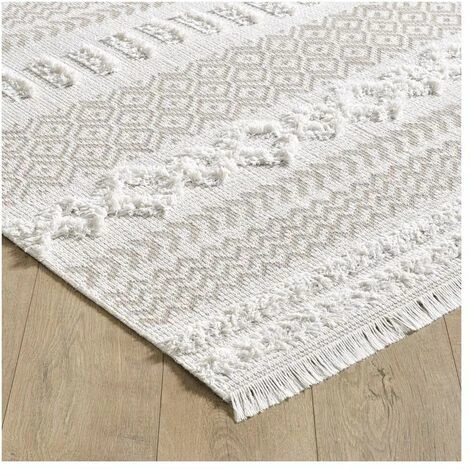 Tapis Lavable Berbère Crème Taupe Motifs Reliefs Aztèques 76x150 Cm M02 - TOUTAPIS 6 Tapis Lavable Berbère Crème Taupe Motifs Reliefs Aztèques 76x150 Cm M02 - TOUTAPIS – Image 4