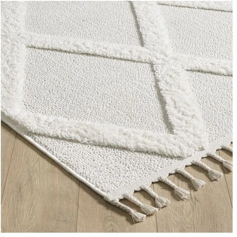 Tapis Berbère Blanc Cassé à Franges 120x170cm F710 - TOUTAPIS 6 Tapis Berbère Blanc Cassé à Franges 120x170cm F710 - TOUTAPIS – Image 4