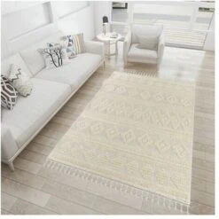 Tapis Berbère Aztèque Crème Beige à Franges 160x230cm F517 - TOUTAPIS -ATMOSPHERA || VIDAXL || Safavieh Soldes 81251126 2