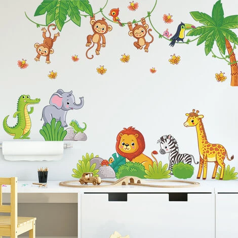 Stickers Muraux Animaux De La Jungle Autocollants Muraux Chocolatier Tropical Sticker Mural Singe Koala Pour Chambre De Bébé Pépinière D'enfant Décoration Murale De La Maison 5 Stickers Muraux Animaux De La Jungle Autocollants Muraux Chocolatier Tropical Sticker Mural Singe Koala Pour Chambre De Bébé Pépinière D'enfant Décoration Murale De La Maison – Image 3