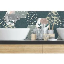 Bandeau PVC Lot De 2 : L 70cmxH 30cm Carreaux De Ciment Hortense