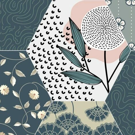 Bandeau PVC Lot De 2 : L 70cmxH 30cm Carreaux De Ciment Hortense 4 Bandeau PVC Lot De 2 : L 70cmxH 30cm Carreaux De Ciment Hortense â Image 2