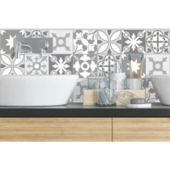 Bandeau PVC Lot De 2 : L 70cmxH 30cm Tendance Ciment Gris