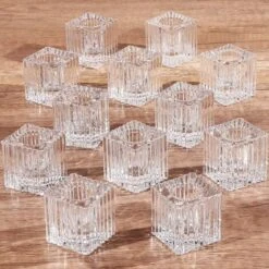 Bougeoirs Coniques, Petits Bougeoirs En Verre, Bougeoirs 12 Pièces, Bougeoirs En Verre Transparent En Vrac Pour Centre De Table, Mariage, Saint Valentin, Fête, Rebord De Fenêtre, Festival