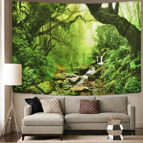 1PC Tapisserie Murale, Tenture Murale,motif Forêt Verte,decoration Murale Pour Chambre Salon,bureau, 150 X 200cm 4 1PC Tapisserie Murale, Tenture Murale,motif Forêt Verte,decoration Murale Pour Chambre Salon,bureau, 150 X 200cm – Image 2