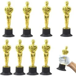 8 Pièces Trophées D'or, Moule De Figurine Oscar, Trophée En Plastique, Pour La Cérémonie De Remise Des Prix, Les Prix De Fête, La Célébration Sportive