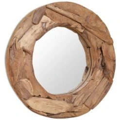 Miroir Décoratif Teck 60 Cm Rond VidaXL