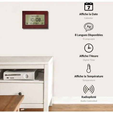Horloge Digitale Radiopilotée - Grands Caractères - Heure + Calendrier + Température 5 Horloge Digitale Radiopilotée - Grands Caractères - Heure + Calendrier + Température – Image 3
