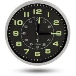FISHTEC Horloge Murale Ø30 Cm Radio-pilotée Phosphorescente - Double Affichage
