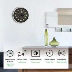 FISHTEC Horloge Murale Ø30 Cm Radio-pilotée Phosphorescente - Double Affichage -ATMOSPHERA || VIDAXL || Safavieh Soldes 81923267 3