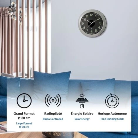 FISHTEC Horloge Murale Solaire - Grands Chiffres Phosphorescents - Ø 30 Cm 5 FISHTEC Horloge Murale Solaire - Grands Chiffres Phosphorescents - Ø 30 Cm – Image 3