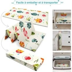 Tapis De Jeu Bébé Réversible 200x180cm, Tapis D'éveil Enfant Pliable Imperméable Double Face, Matériau XPE Non Toxique -ATMOSPHERA || VIDAXL || Safavieh Soldes 82050684 5