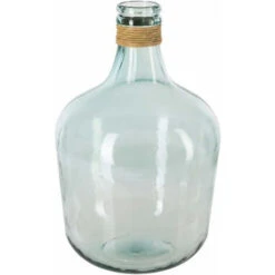 ATMOSPHERA Vase Dame Jeanne En Verre Recyclé Et Rafia - Transparent - D 27,5 X H 42,3 Cm - Collection été Indien - Livraison Gratuite